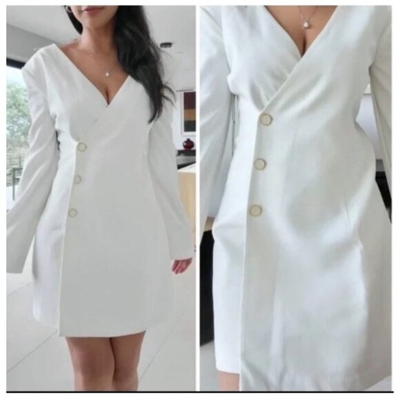 Jason Wu Womens Small White Blazer Faux Wrap Mini Dress - Picture 1 of 14